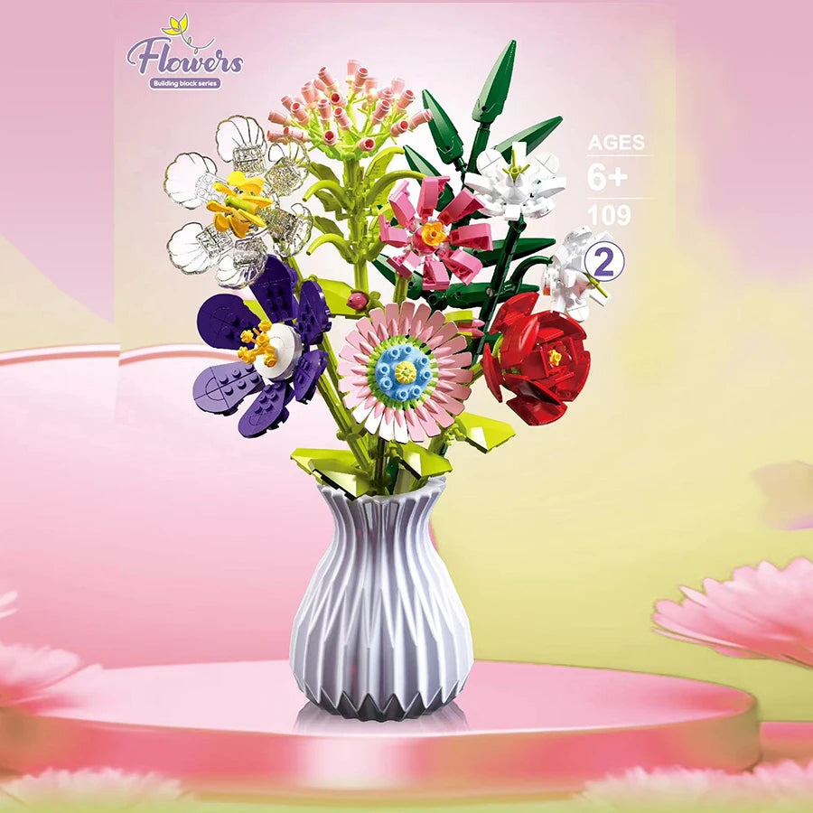 Sunflower & Rose Brick Bouquet Set