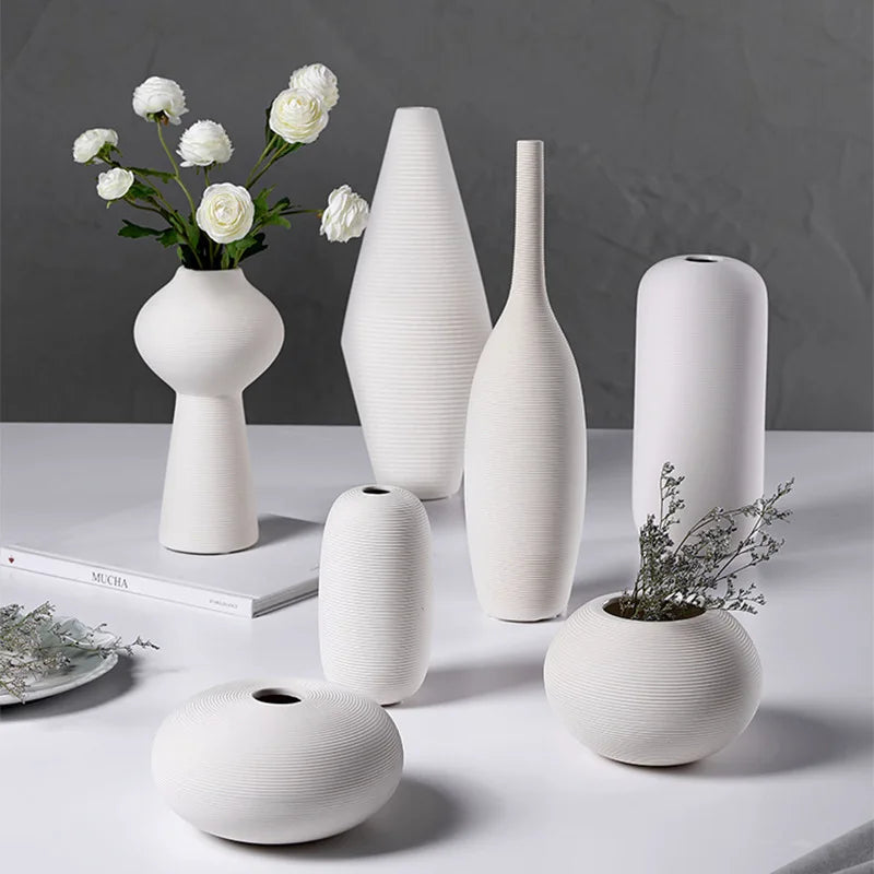 Handcrafted Zen Ceramic Vase – Black & White Minimalist Art Décor for Living Room