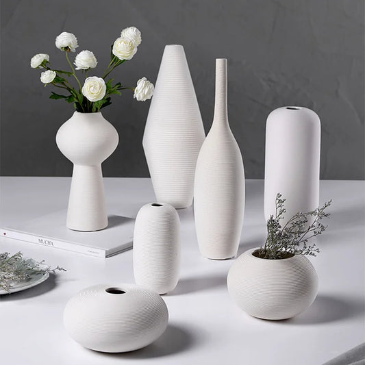 Handcrafted Zen Ceramic Vase – Black & White Minimalist Art Décor for Living Room