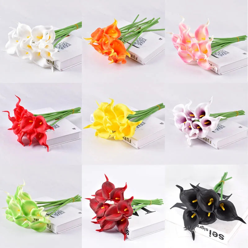 5-Piece Calla Lily Artificial Flower Bouquet – Elegant Wedding & Home Décor