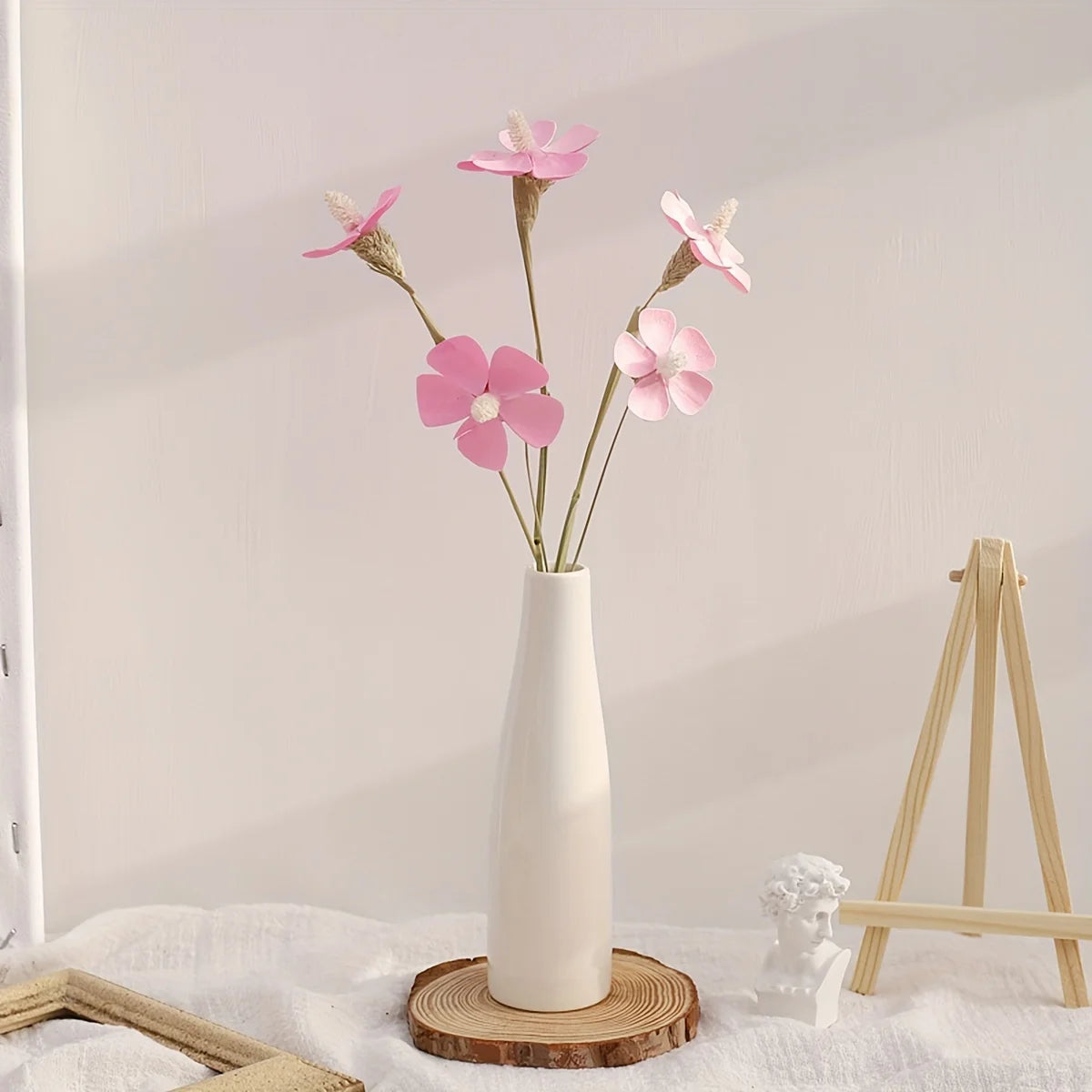Modern Farmhouse Ceramic Vase – Decorative White Tabletop Décor for Living Room