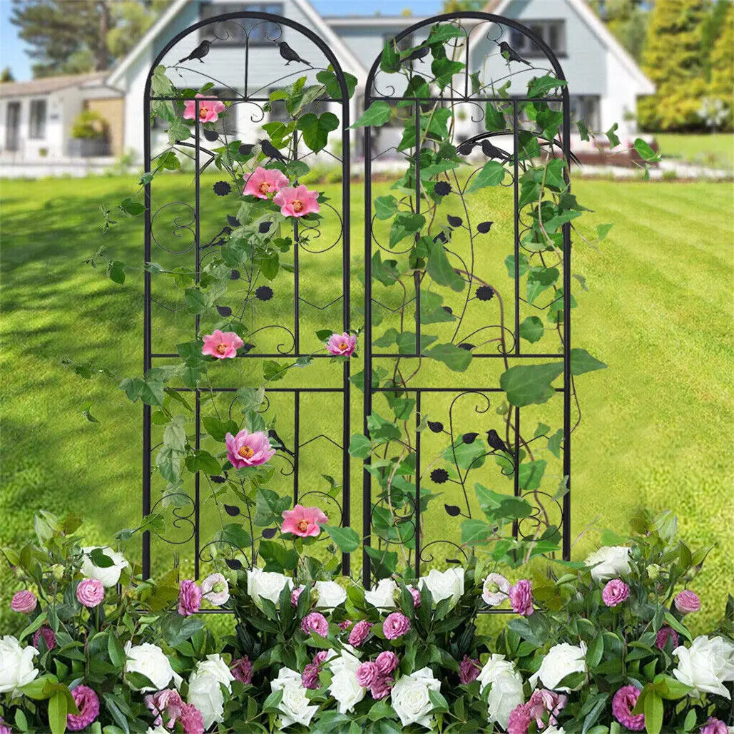 2PCS Metal Garden Trellis Fence | 83-Inch Anti-Rust Climbing Plant Panels for Outdoor Border & Flower Screen