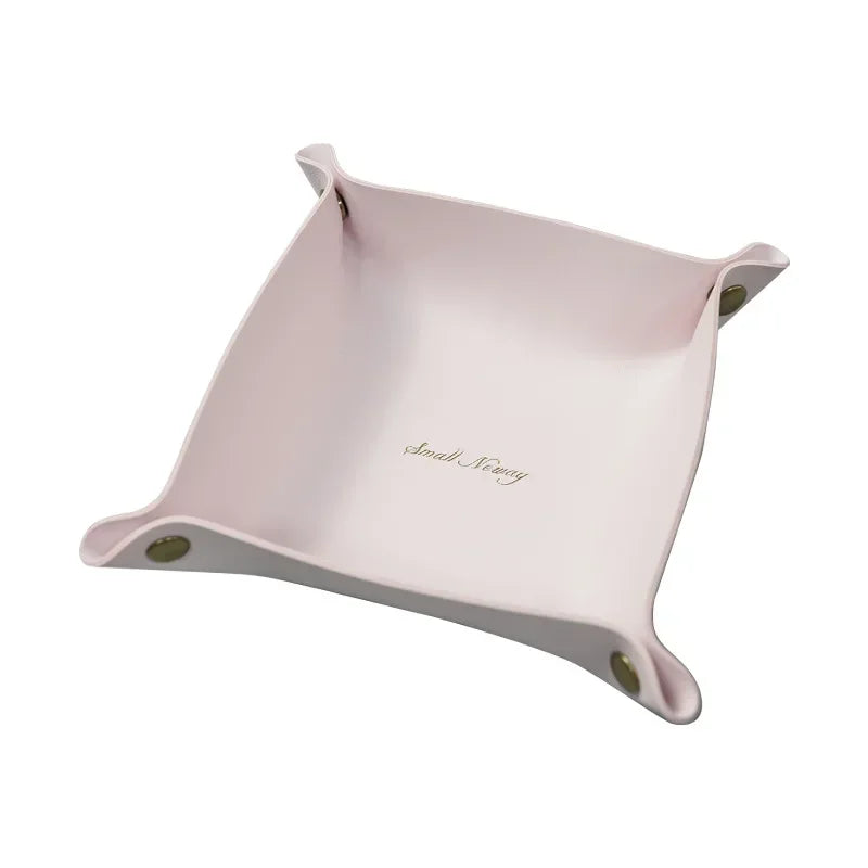Folding Nordic Leather Storage Box | Desktop Organizer for Jewelry, Cosmetics, Keys & More