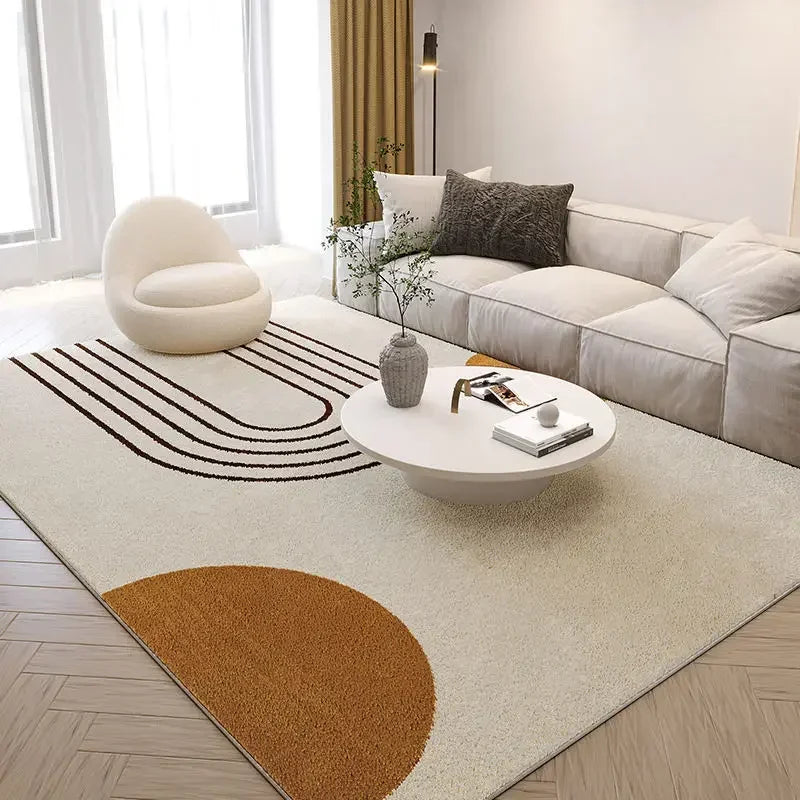 Minimalist Modern Living Room Carpet | Large Area, Non-Slip, Easy-Care, Washable Alfombra